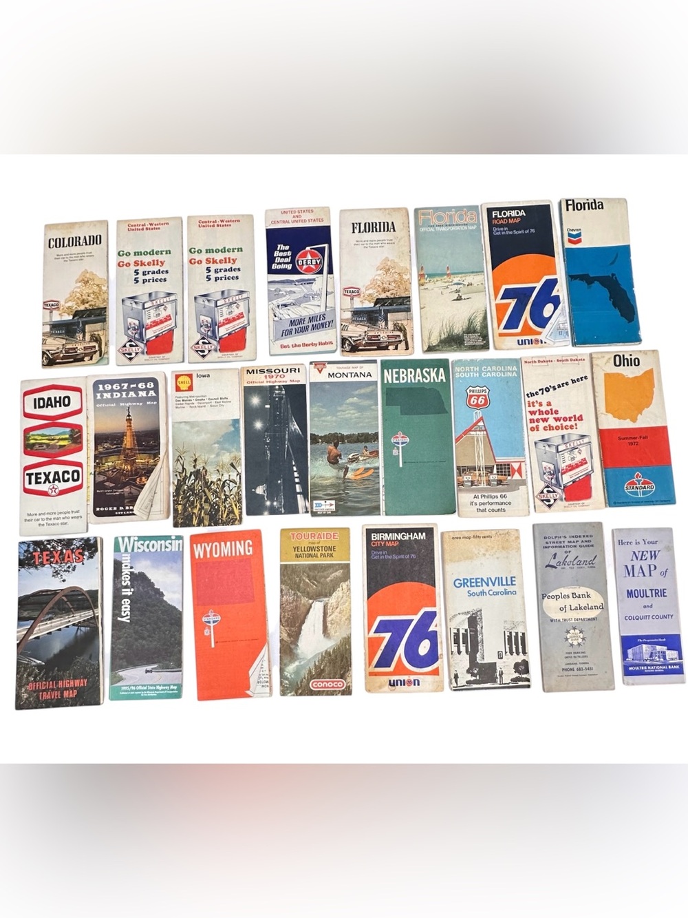 Lot/25 VTG US State and City Road Maps 1960-90's-C0, FL, IA, ID, MT, TX, WI, WY+